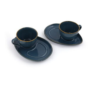 Ciemnoniebieske ceramiczne filiżanki zestaw 2 szt. 0.21 l – Hermia