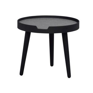 Czarny stolik z konstrukcją z jasnego drewna Folke Wraith, ⌀ 45 cm