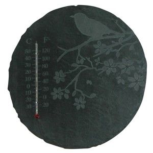 Łupkowy okrągły termometr w kształcie ptaszka Esschert Design, ⌀ 22 cm