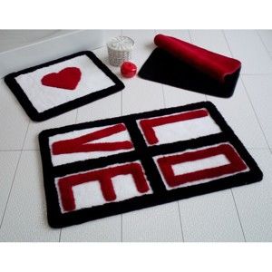 Komplet 3 dywaników łazienkowych Alessii Love Red