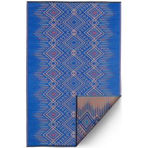 Niebieski dwustronny dywan na zewnątrz z tworzywa sztucznego z recyklingu Fab Hab Jodhpur Multi Blue, 90x150 cm