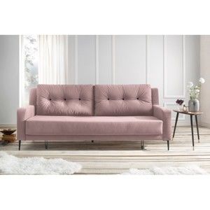 Różowa sofa rozkładana Bobochic Paris Bergen