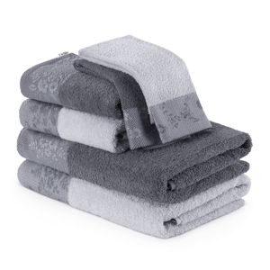 Zestaw 6 szarych ręczników AmeliaHome