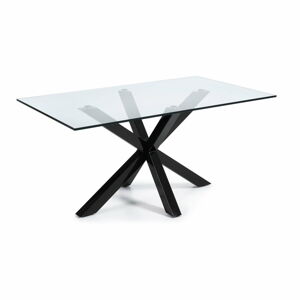 Stół do jadalni ze szklanym blatem i czarną konstrukcją La Forma, 160 x 90 cm