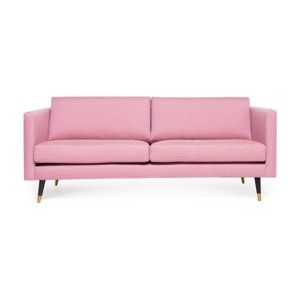 Różowa sofa 3-osobowa z mosiężnymi nogami Vivonita Meyer
