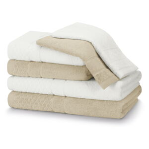 Białe/beżowe bawełniane ręczniki zestaw 6 szt. frotte Rubrum – AmeliaHome
