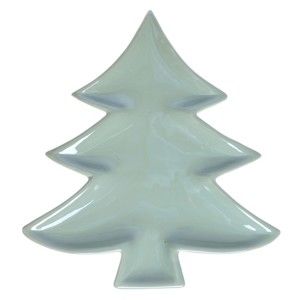 Zielony talerz ceramiczny Ewax Christmas Tree, dł. 19,5 cm