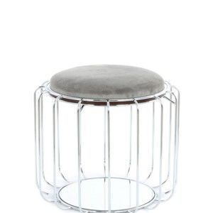 Szary stolik/puf z konstrukcją w srebrnym kolorze 360 Living Canny, ⌀ 50 cm