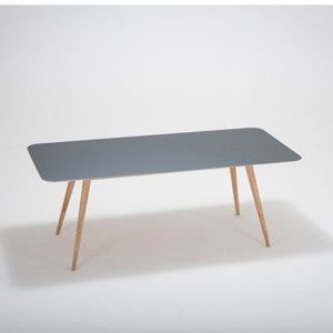 Stół z litego drewna dębowego z czarnym blatem Gazzda Linn, 200x90 cm