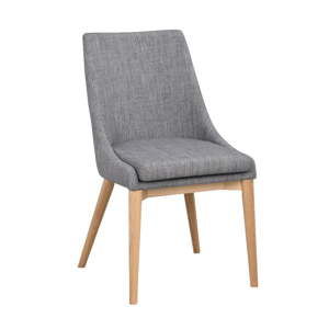 Szare tapicerowane krzesło do jadalni z brązowymi nogami Rowico Bea