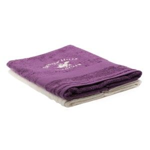 Zestaw fioletowego i kremowego ręcznika Beverly Hills Polo Club Tommy Orj, 50x100 cm
