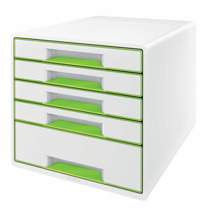 Biało-zielony pojemnik z szufladami Leitz WOW CUBE, 5 szufladek