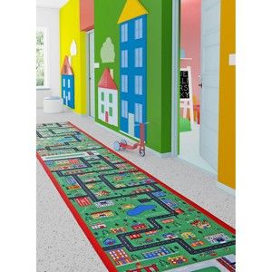 Zielony chodnik dziecięcy City, 100x450 cm