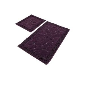 Zestaw 2 ciemnofioletowych bawełnianych dywaników łazienkowych Confetti Bathmats Stone Purple