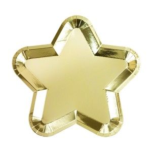 Zestaw 12 talerzy papierowych w kształcie gwiazdy w kolorze złota Talking Tables Metallics, 23x23 cm
