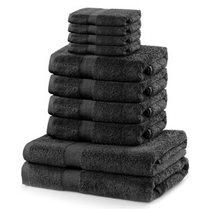 Komplet 10 ciemnoszarych ręczników DecoKing Marina Charcoal