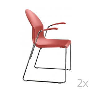 Komplet 2 czerwonych krzeseł z podłokietnikami Magis Aida