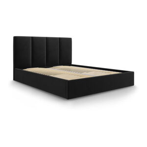 Czarne aksamitne łóżko dwuosobowe Mazzini Beds Juniper, 140x200 cm
