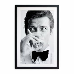Czarno-biały plakat Little Nice Things James Bond, 40x30 cm
