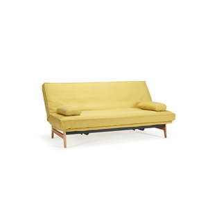Żółta rozkładana sofa ze zdejmowanym obiciem Innovation Aslak Elegant Soft Mustard Flower, 92x200 cm