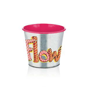 Metalowy wazon z różowym detalem The Mia Fower, wys. 11 cm