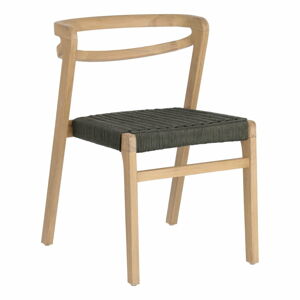 Krzesło ogrodowe z drewna eukaliptusa z ciemnozieloną plecionką La Forma Ezilda
