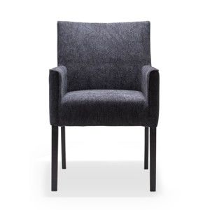 Czarne krzesło z podłokietnikami i nogami z drewna dębowego Mossø Gatora