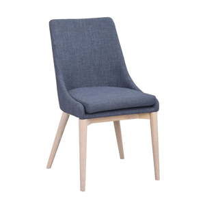 Niebieskie tapicerowane krzesło do jadalni z jasnobrązowymi nogami Rowico Bea