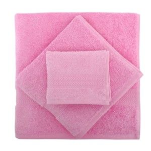 Komplet 3 różowych ręczników Rainbow 