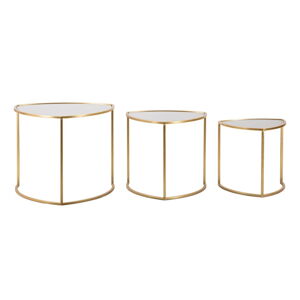 Złote okrągłe stoliki zestaw 3 szt. ze szklanym blatem ø 60 cm Triangle – Mauro Ferretti