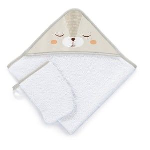 Zestaw ręcznika kąpielowego z kapturem i rękawicy kąpielowej Tanuki Mouse, 75x75 cm