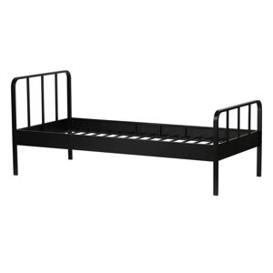 Czarne metalowe łóżko ze stelażem 90x200 cm Mees – WOOOD