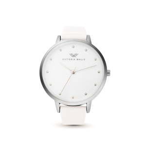 Damski zegarek z białym skórzanym paskiem Victoria Walls Mist