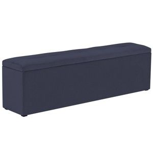 Ciemnoniebieska ławka ze schowkiem do łóżka Kooko Home, 47x180 cm