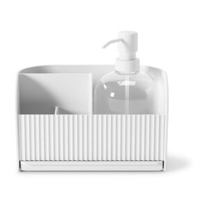 Biały stojak na akcesoria do mycia naczyń z plastiku z recyklingu Sling – Umbra