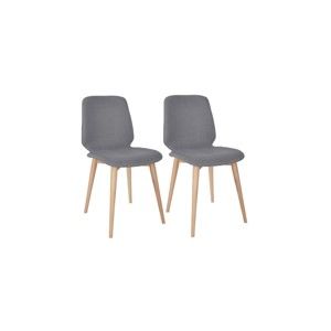 Komplet 2 jasnoszarych krzeseł z nogami z litego drewna dębowego WOOD AND VISION Classic