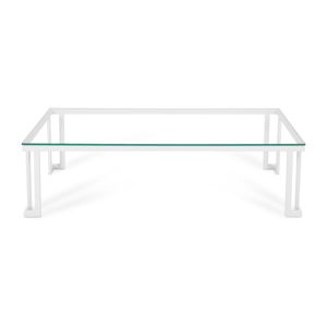 Szklany stół ogrodowy w białej ramie Calme Jardin Cannes, 60x150 cm