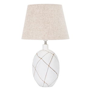 Biała/kremowa lampa stołowa z tekstylnym kloszem (wysokość 60 cm) Lines – Mauro Ferretti