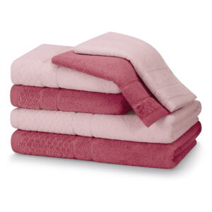 Różowe bawełniane ręczniki zestaw 6 szt. frotte Rubrum – AmeliaHome