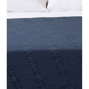 Ciemnoniebieska bawełniana narzuta na łóżko dwuosobowe 200x220 cm Trenza – Oyo Concept