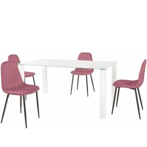 Zestaw stołu i 4 różowych krzeseł Støraa Dante, dł. stołu 160 cm