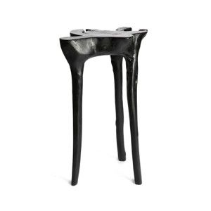 Czarny stolik z drewna tekowego Simla Jungle, ⌀ 40 cm
