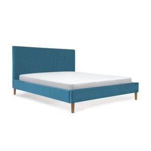 Niebieskie łóżko z naturalnymi nóżkami Vivonita Kent, 140 x 200 cm