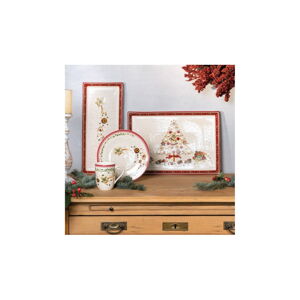 Czerwono-beżowy półmisek z motywem świątecznym Villeroy & Boch, 39,7x17,3 cm
