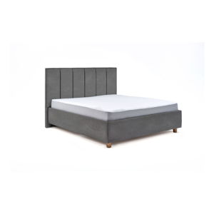 Jasnoszare dwuosobowe łóżko ze schowkiem DlaSpania Wega, 180x200 cm