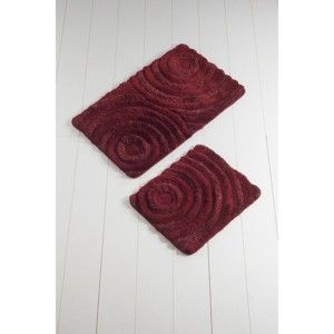 Zestaw 2 ciemnoczerwonych dywaników łazienkowych Confetti Bathmats Wave Red