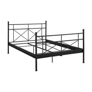 Czarne łóżko metalowe dwuosobowe Støraa Tanja, 140x200 cm