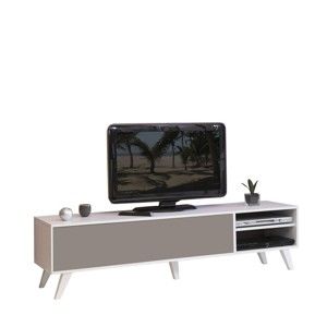 Szaro-brązowa szafka pod TV z białym korpusem TemaHome Prism