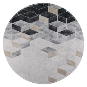 Biało-szary okrągły dywan odpowiedni do prania ø 80 cm – Vitaus