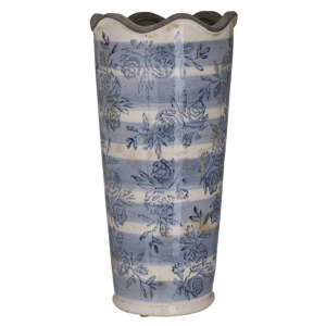 Niebiesko-biały wazon ceramiczny InArt Antigue, ⌀ 15 cm